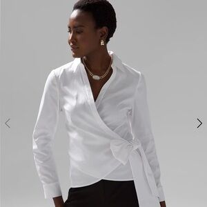 WHBM Tie-Waist Poplin Shirt, NWT, size 0